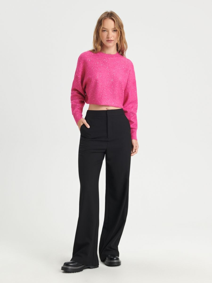 Sweter z błyszczącą aplikacją Kolor różowy  9879A-43X