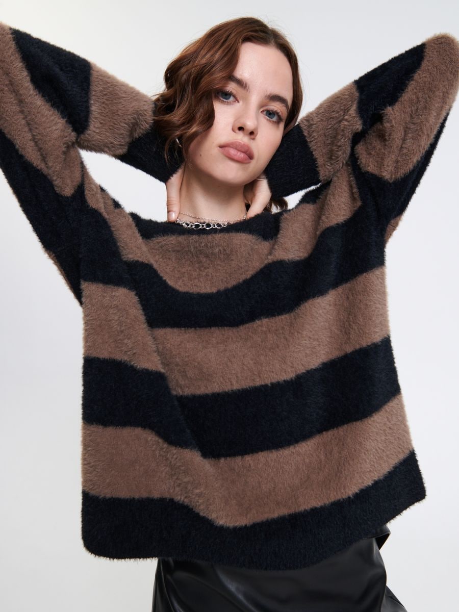 Sweter oversize w paski Kolor wielobarwny  3368X-MLC