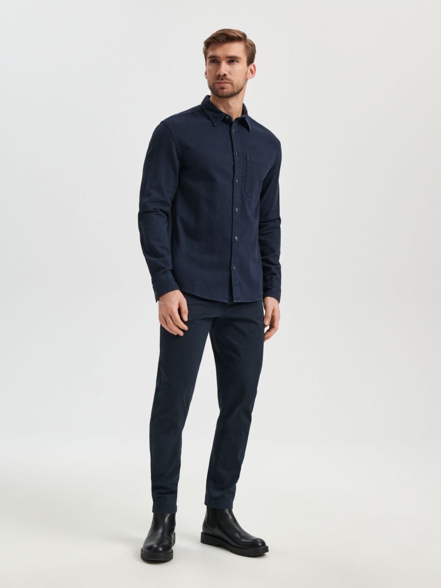 Spodnie chino z paskiem Kolor granatowy  9360C-59X