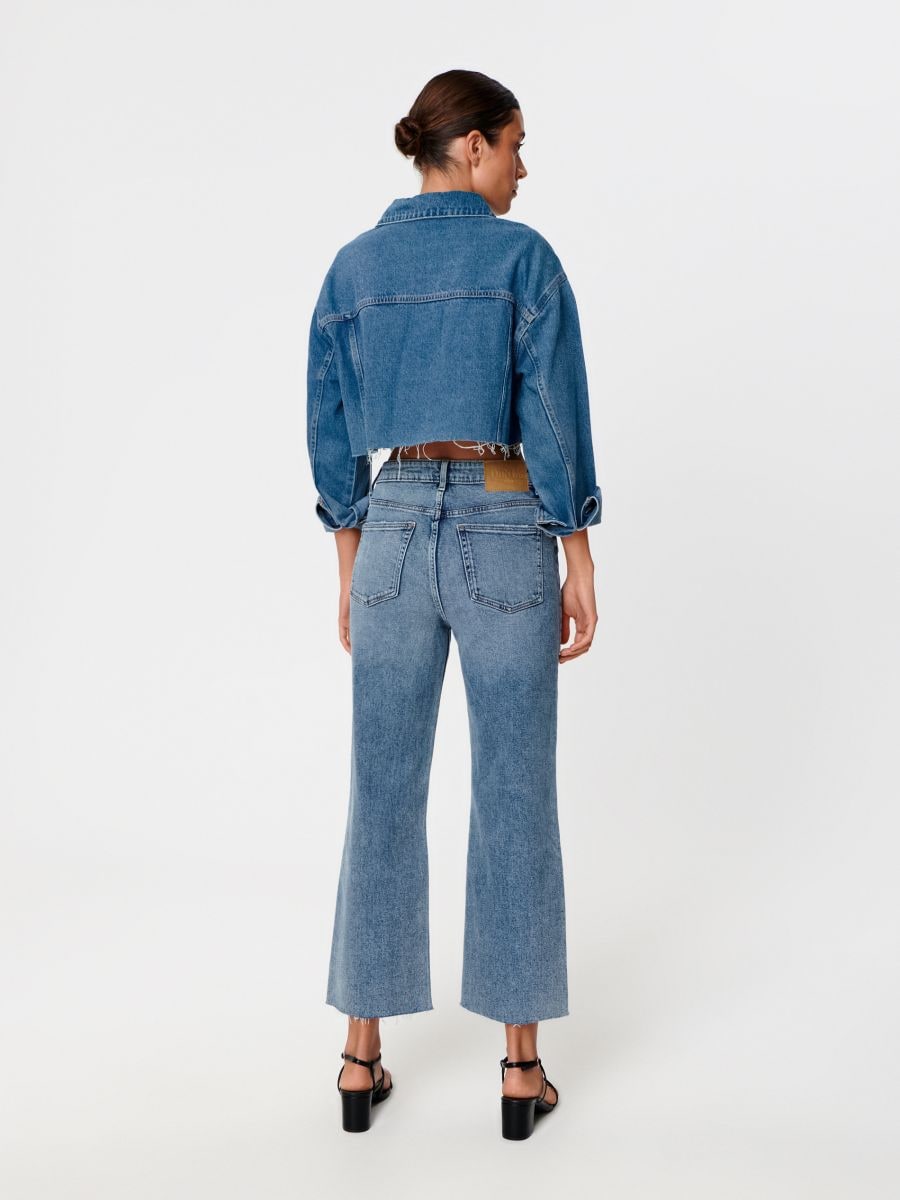 Jeansy cropped high waist Kolor niebieski  SC876-55J