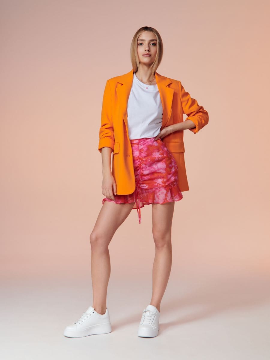 Spódnica mini w kwiaty Kolor wielobarwny  4465F-MLC