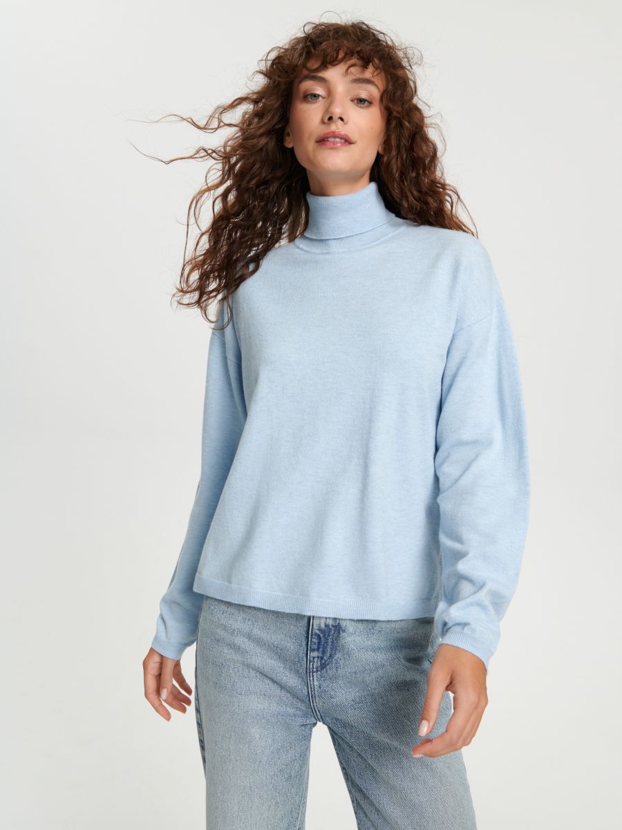 Sweter z golfem Kolor błękitny  3402X-05M