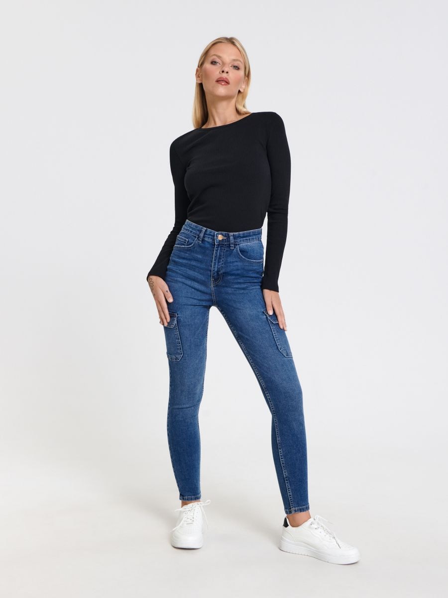 Jeansy skinny high waist Kolor granatowy  ZA992-59J