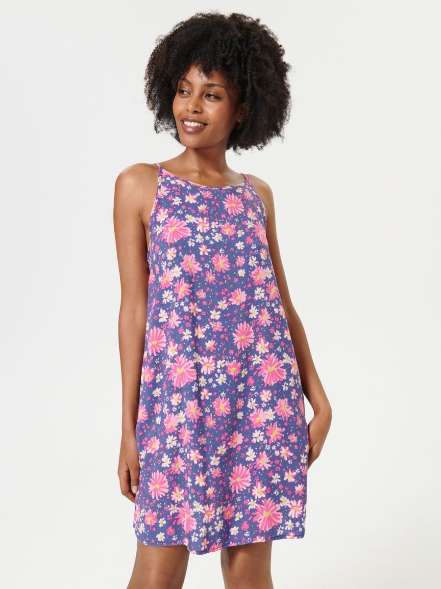 Sukienka mini w kwiaty Kolor wielobarwny  WN796-MLC