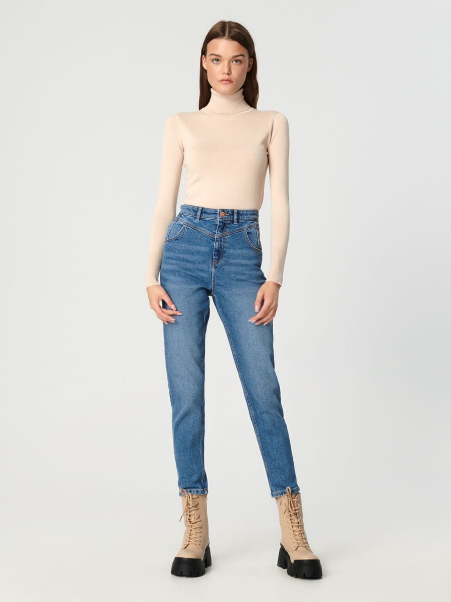 Jeansy mom high waist Kolor niebieski  5091X-55J