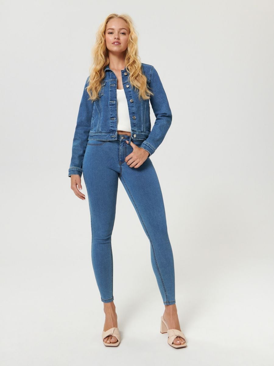 Jeansy skinny mid waist Kolor niebieski  1490B-55J