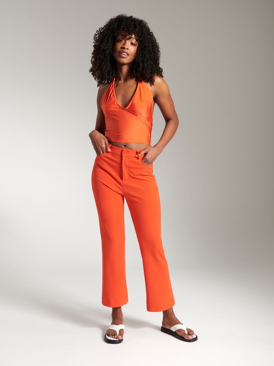 Crop top z wiązaniem Kolor pomarańczowy  8971J-22X