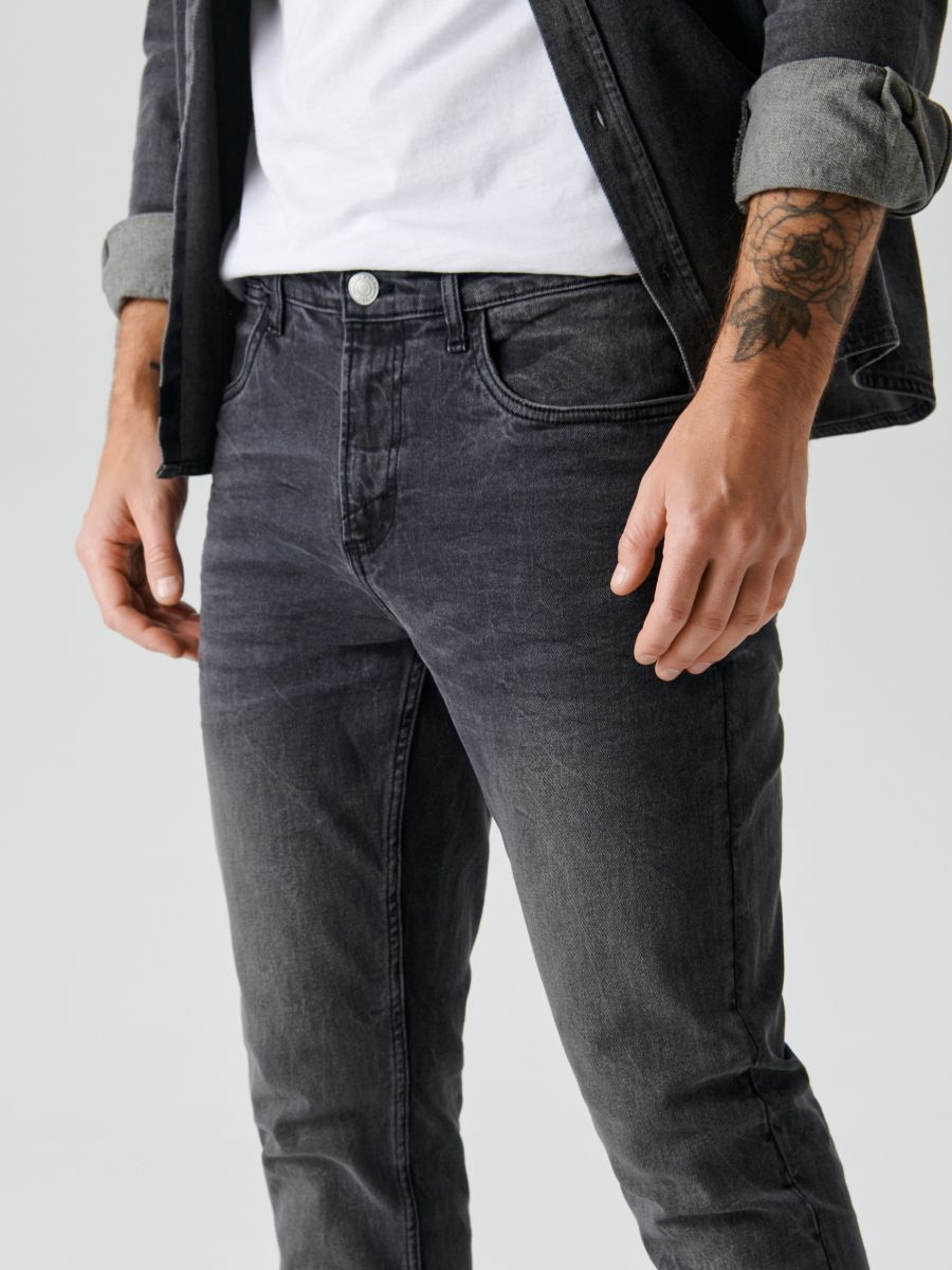 Jeansy slim Kolor szary  1583O-90J