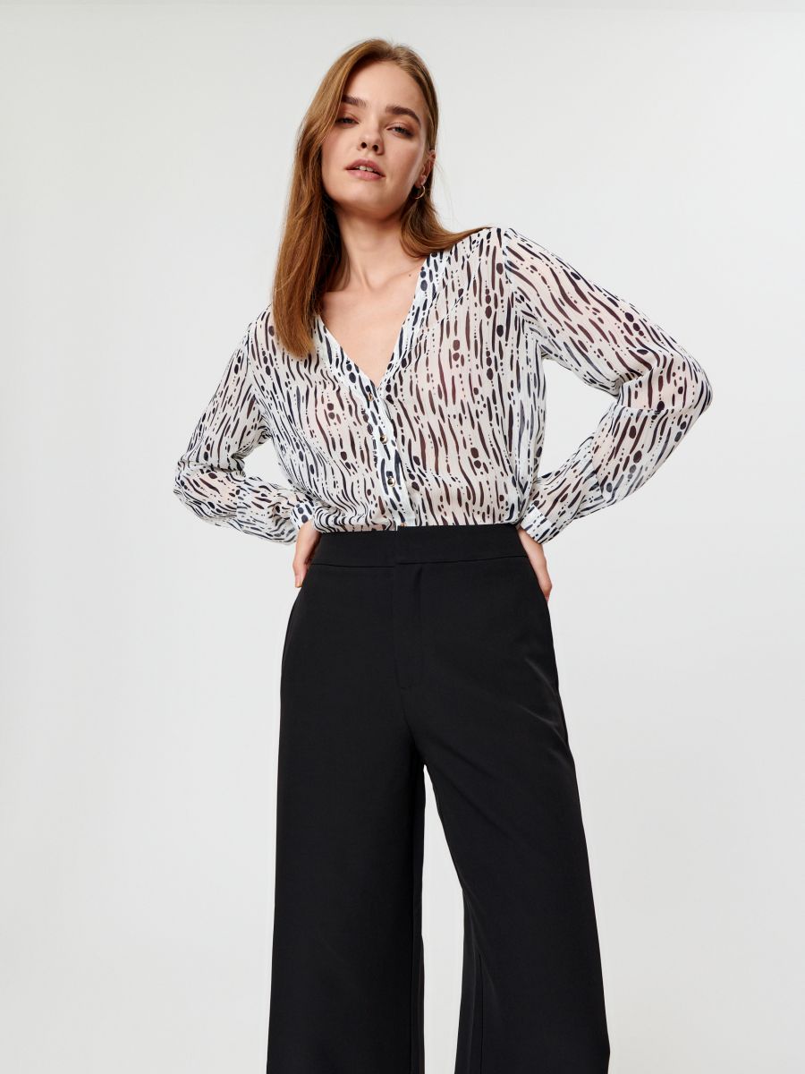 Spodnie materiałowe high waist Kolor czarny  ZU957-99X