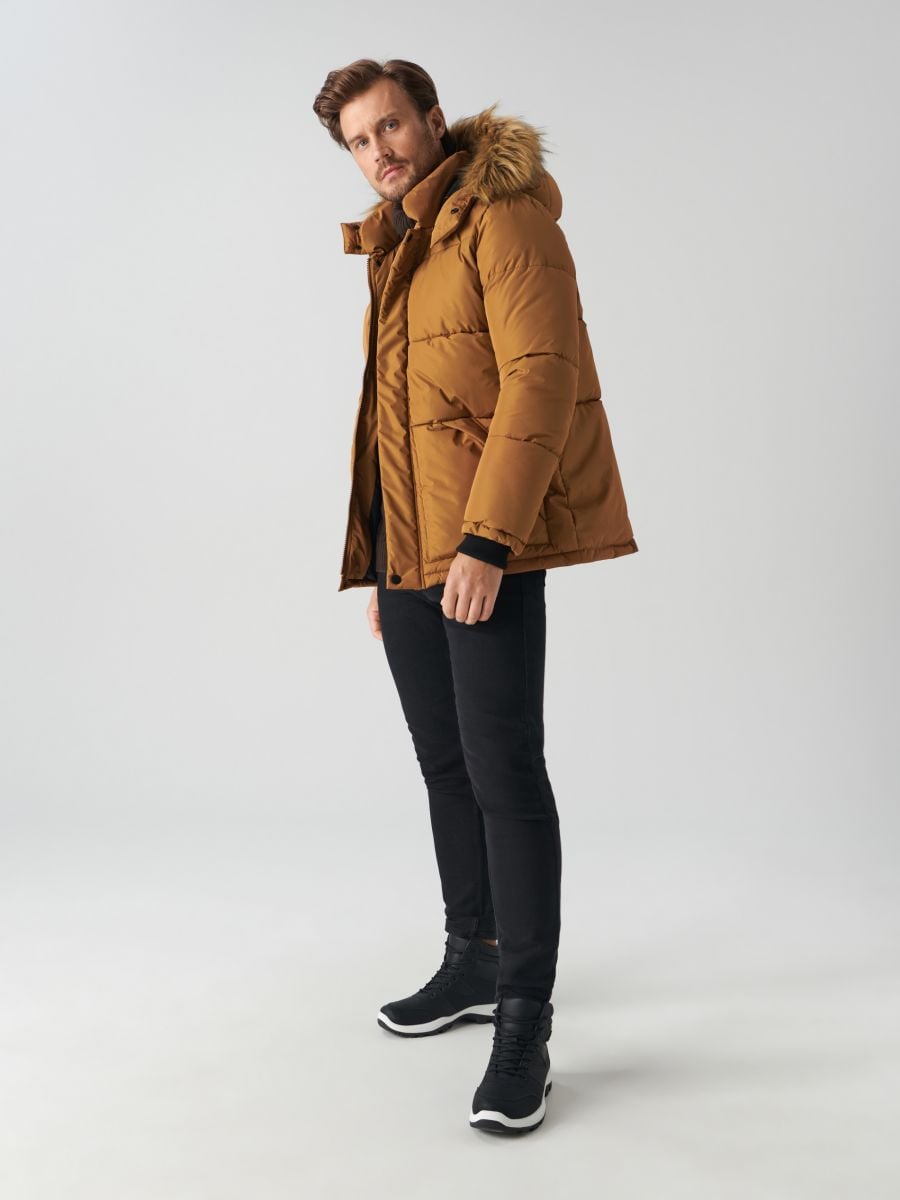Kurtka puffer z kapturem Kolor żółty  1183J-18X