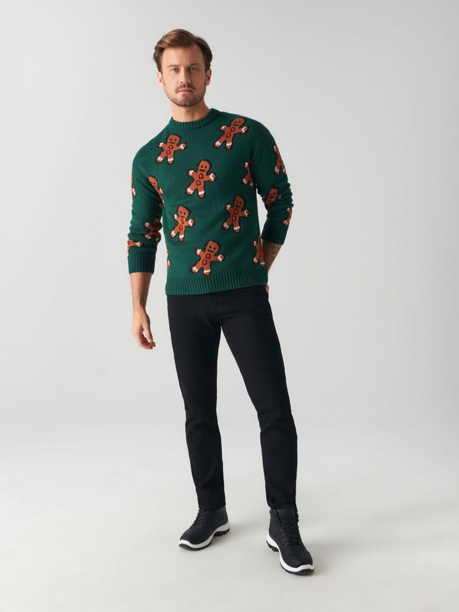 Sweter z nadrukiem Kolor zielony  0206D-77X