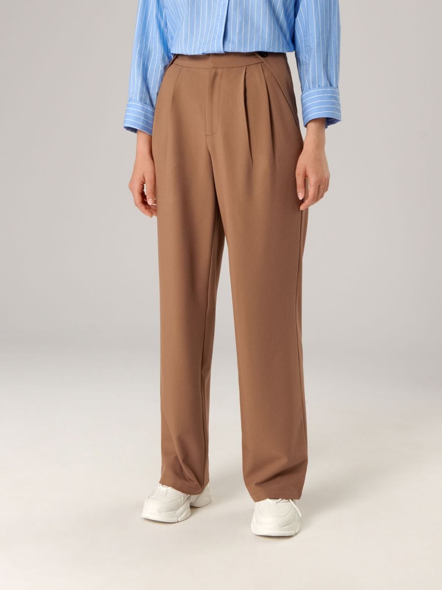Spodnie loose high waist Kolor beżowy  ZB128-80X