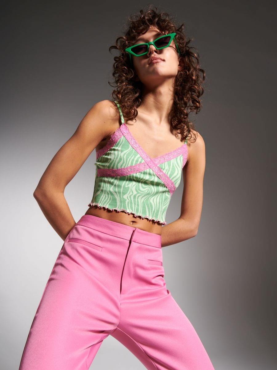 Crop top na ramiączkach Kolor wielobarwny  8834J-MLC