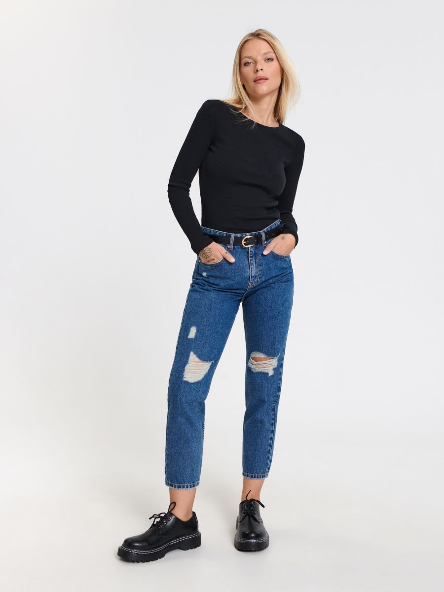 Jeansy mom Kolor granatowy  ZJ909-59J