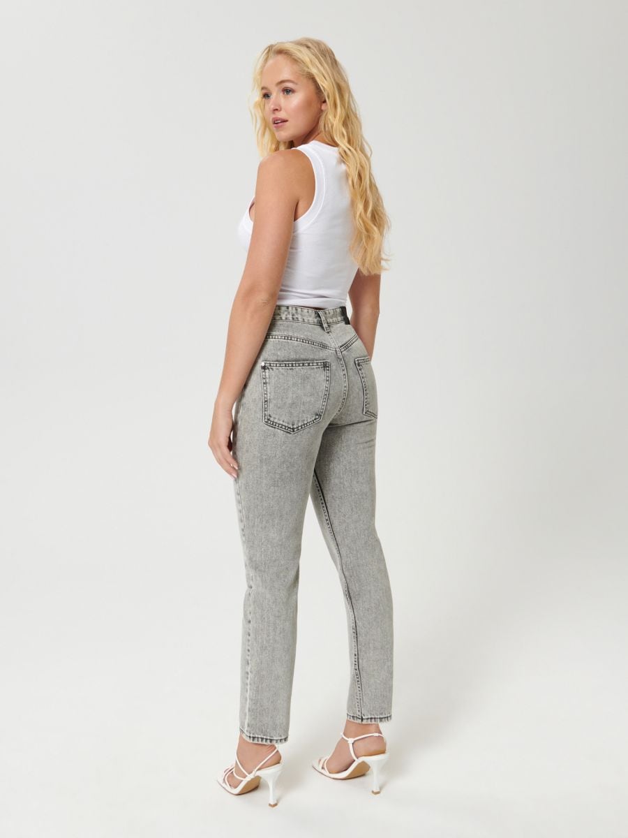Jeansy mom high waist Kolor szary  2958B-09J