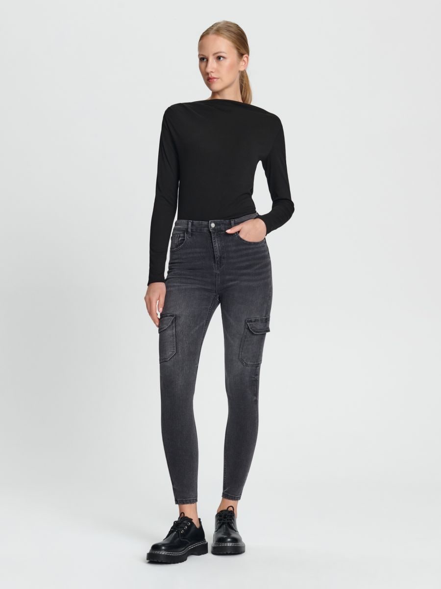Jeansy skinny cargo Kolor szary  YQ138-85J