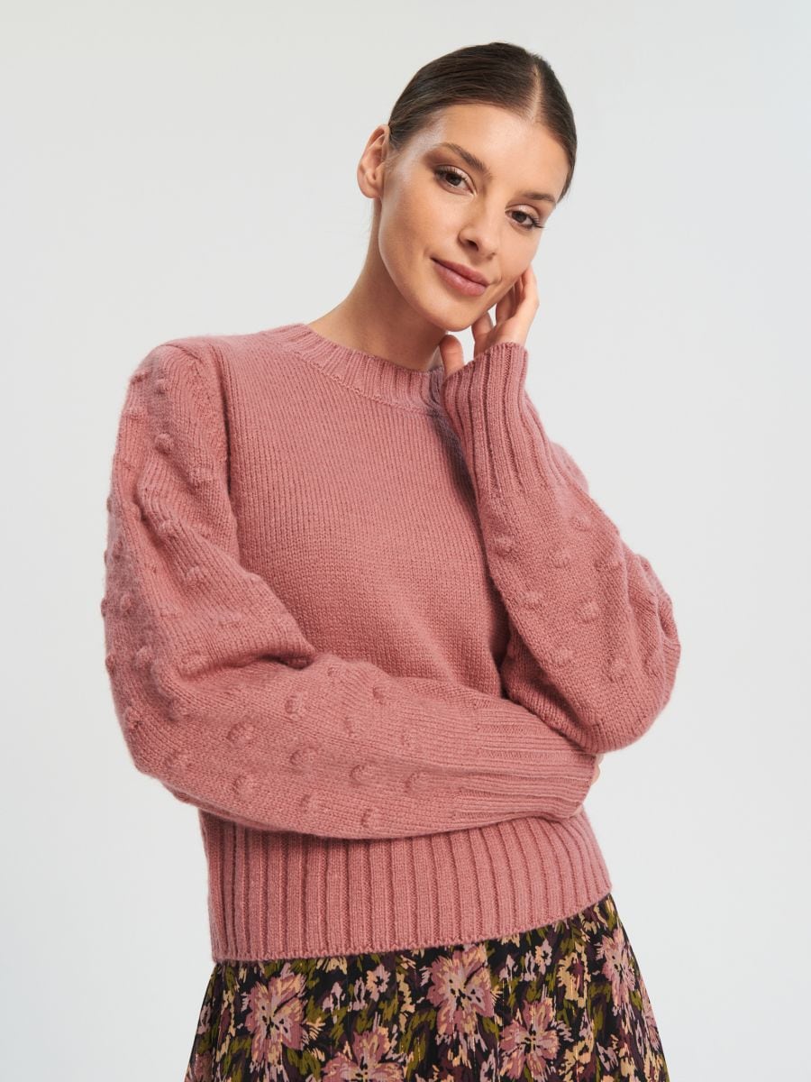 Sweter z miękkiej dzianiny Kolor różowy  7418J-39X