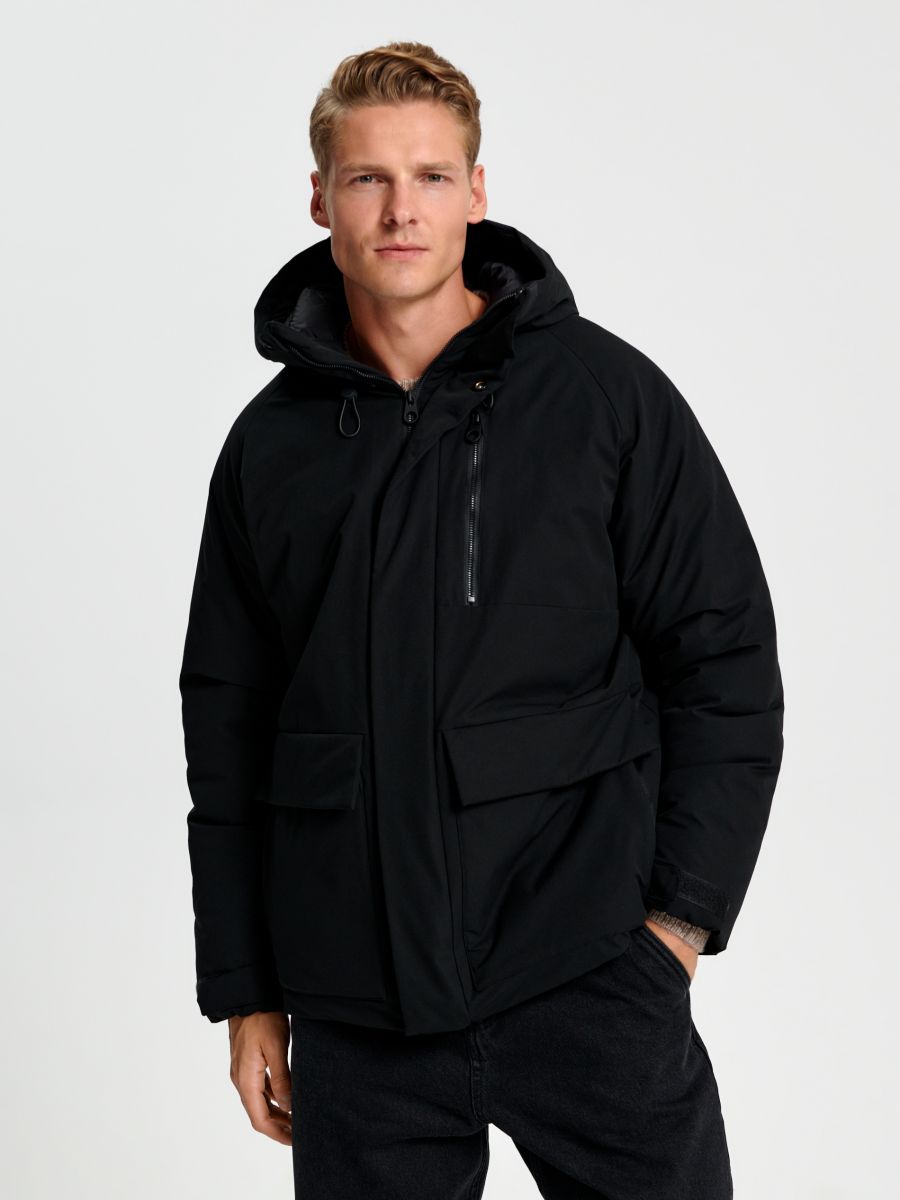 Kurtka puffer z kapturem Kolor czarny  1863O-99X