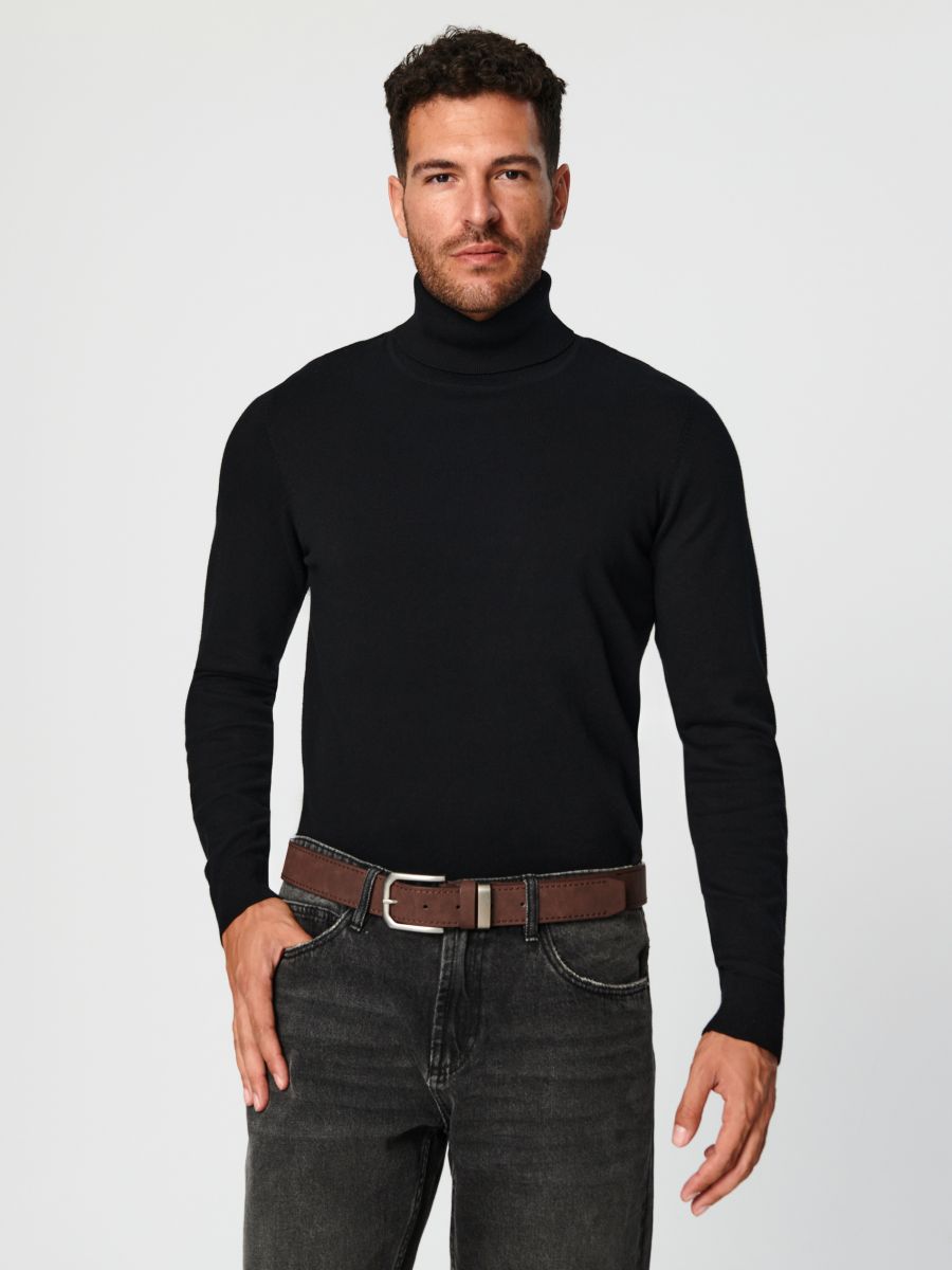 Sweter z golfem Kolor czarny  0472A-99X