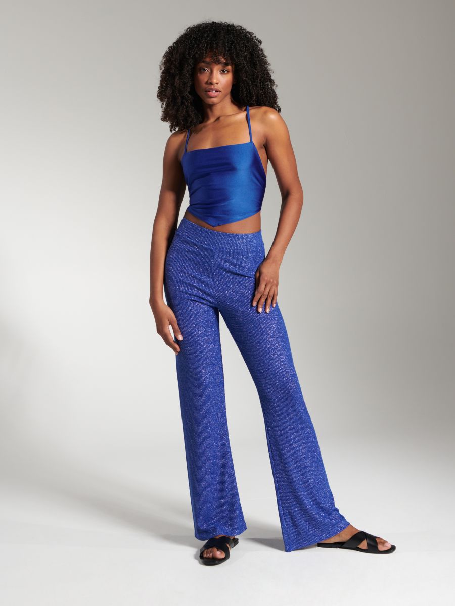 Crop top z wiązaniem Kolor niebieski  8972J-54X