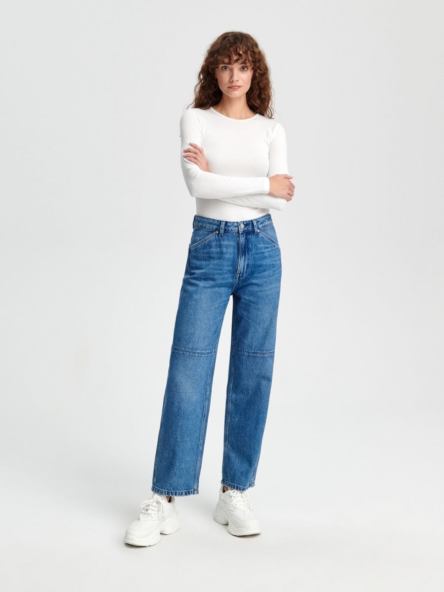 Jeansy straight high waist Kolor niebieski  6195J-55J
