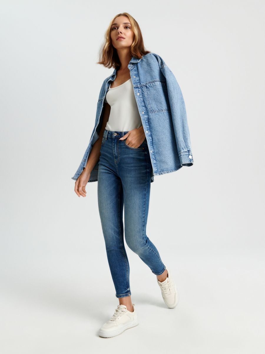 Jeansy skinny high waist Kolor turkusowy  VR488-65J