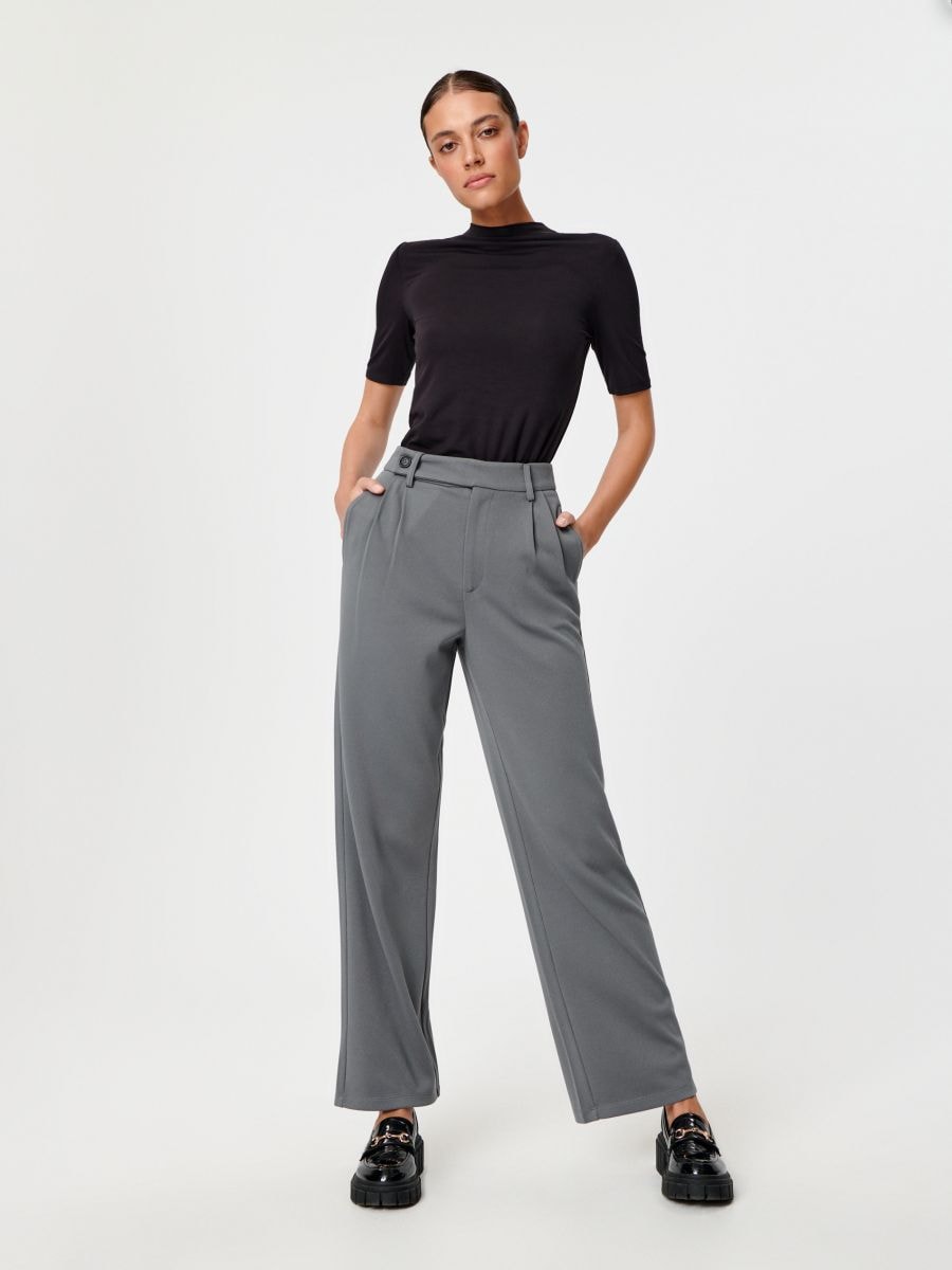 Spodnie materiałowe high waist Kolor szary  7733X-90X