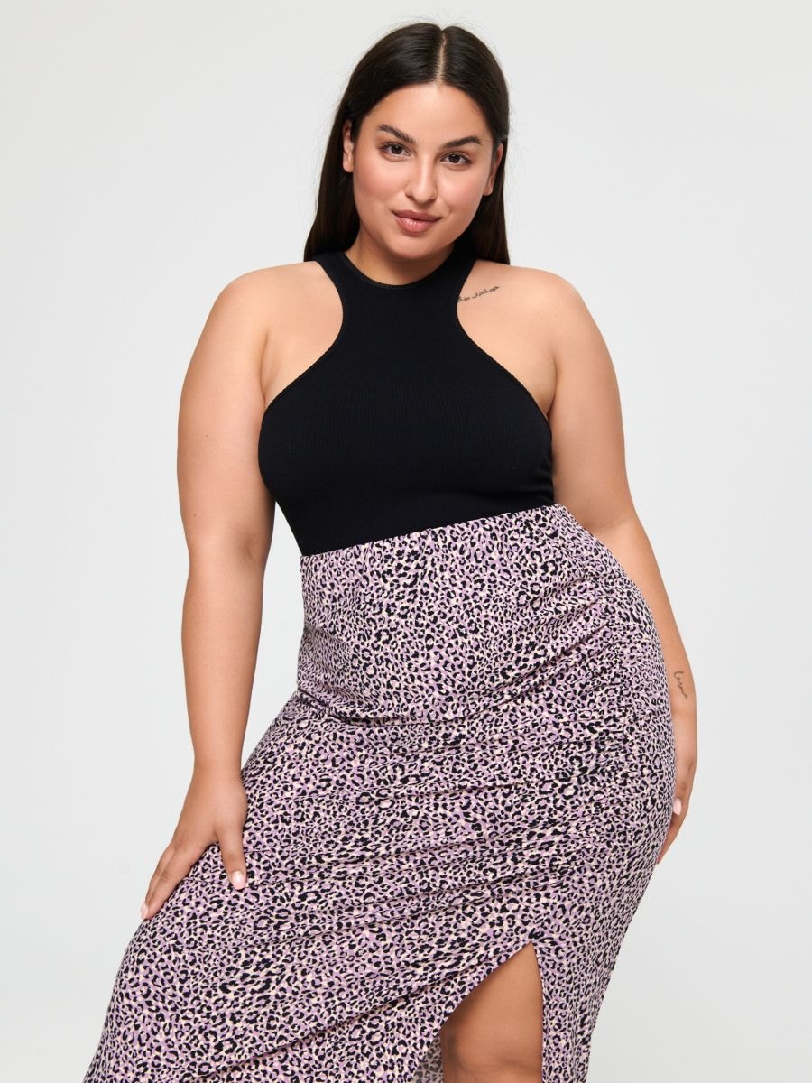 Spódnica midi z rozcięciem Kolor wielobarwny  2935X-MLC