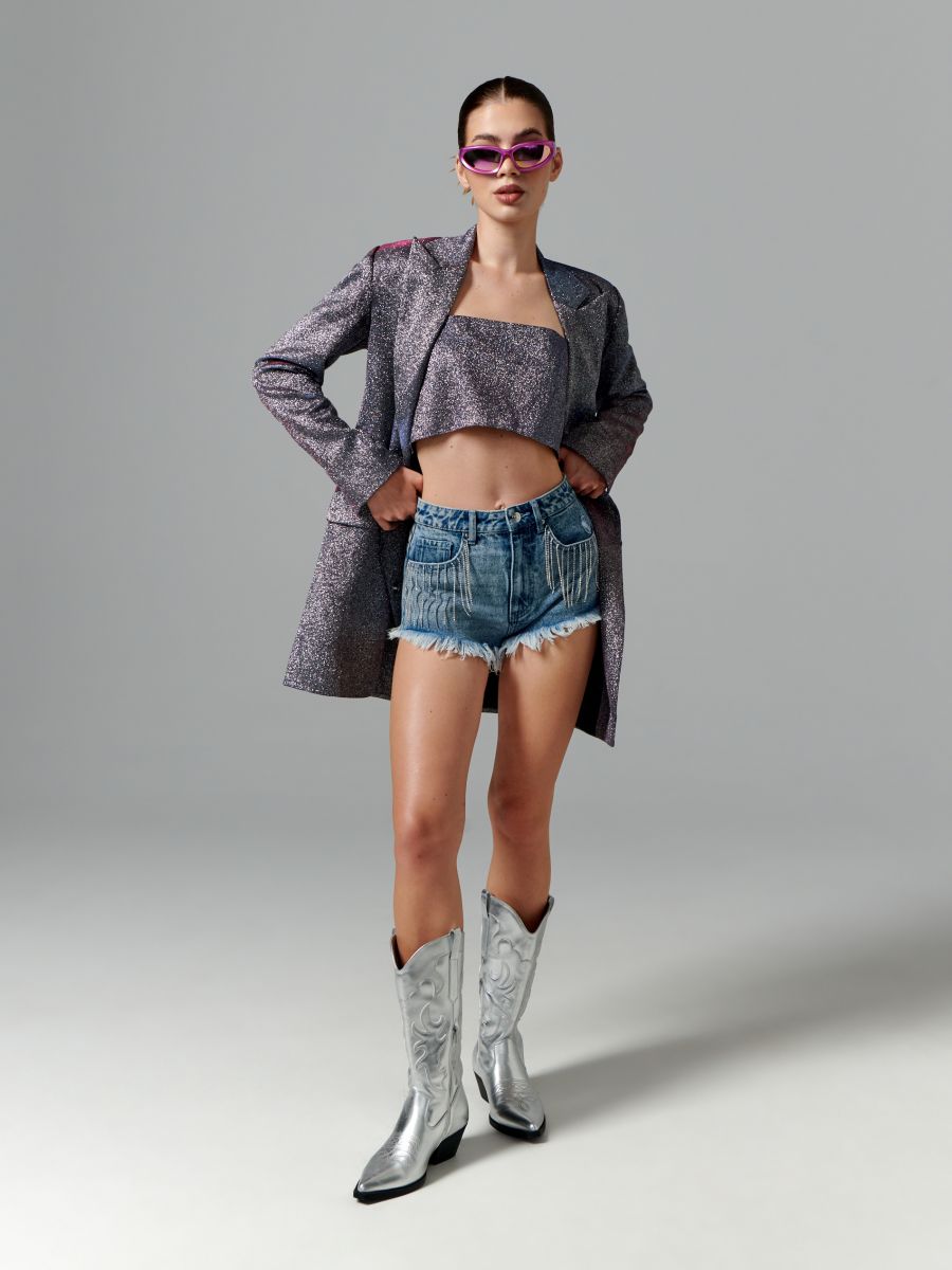 Szorty jeansowe high waist Kolor niebieski  4649U-55J