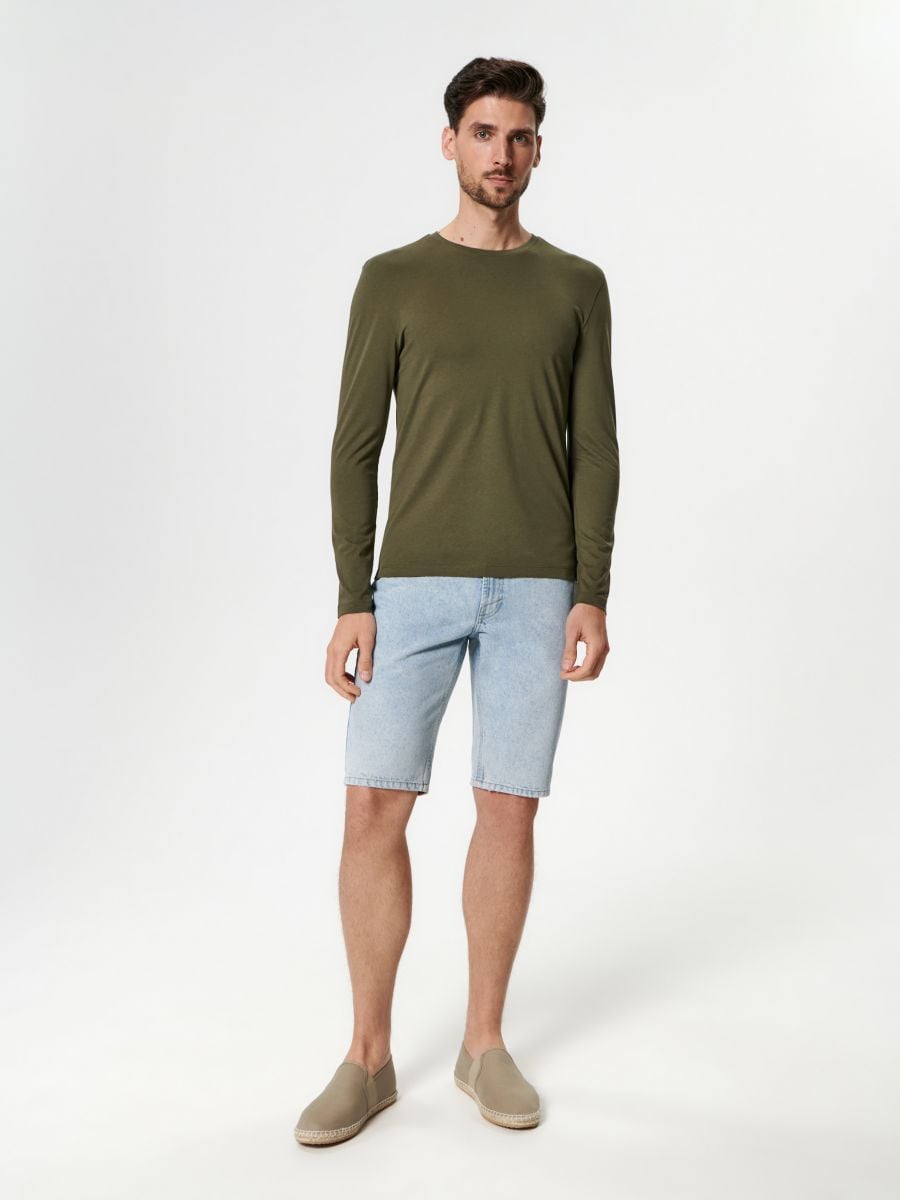 Koszulka z długimi rękawami Kolor khaki  0212J-87X
