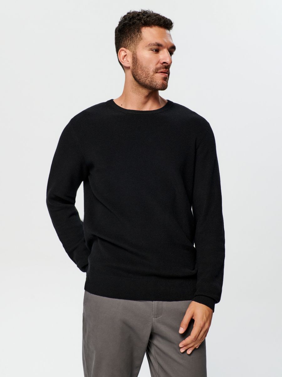 Sweter w prążki Kolor czarny  0229D-99X
