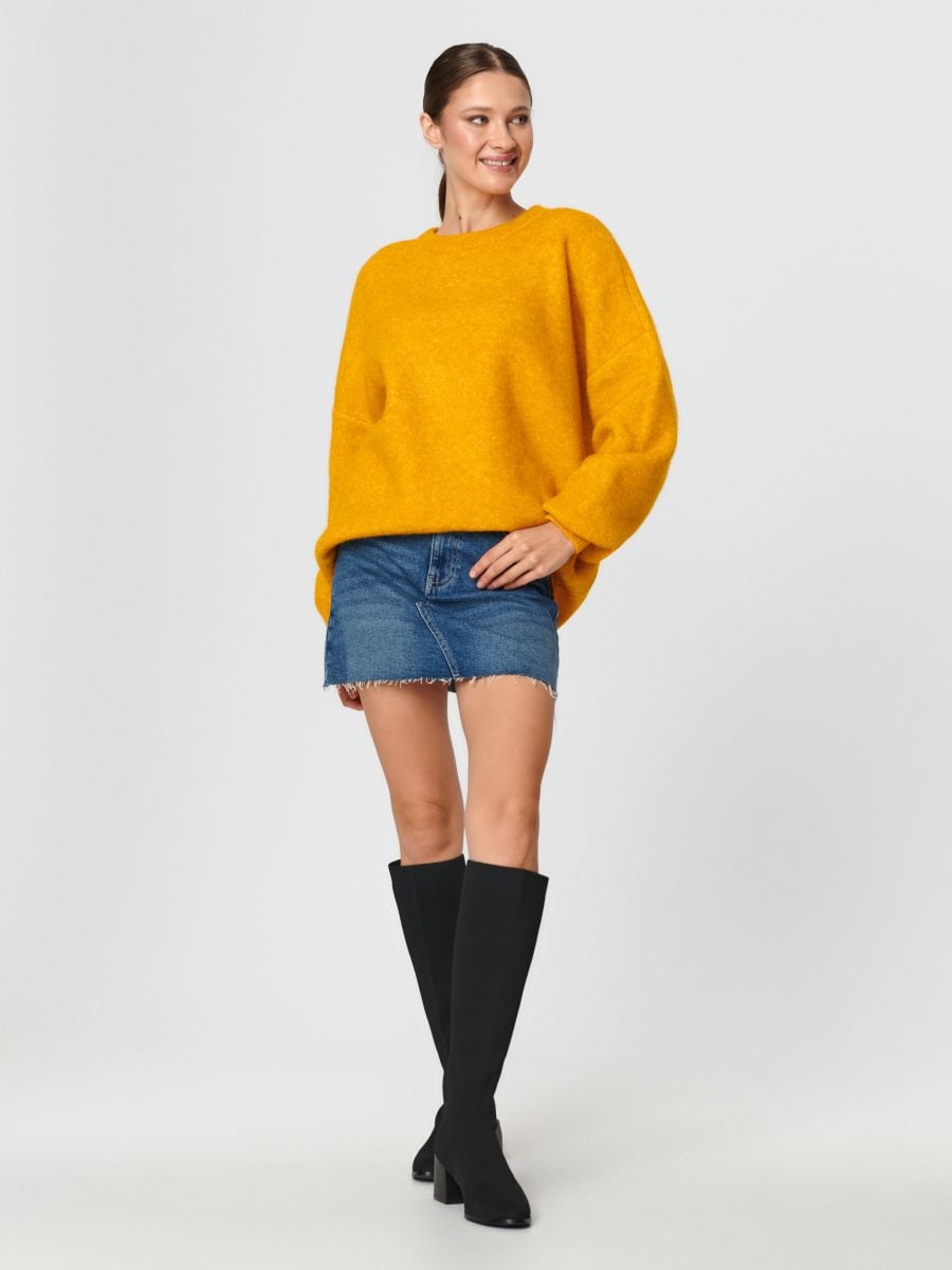 Sweter z bufiastymi rękawami Kolor żółty  3376X-17X