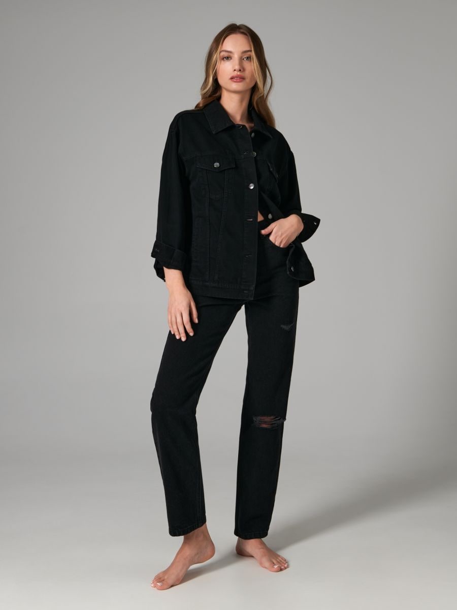 Kurtka jeansowa oversize Kolor czarny  5985J-99J