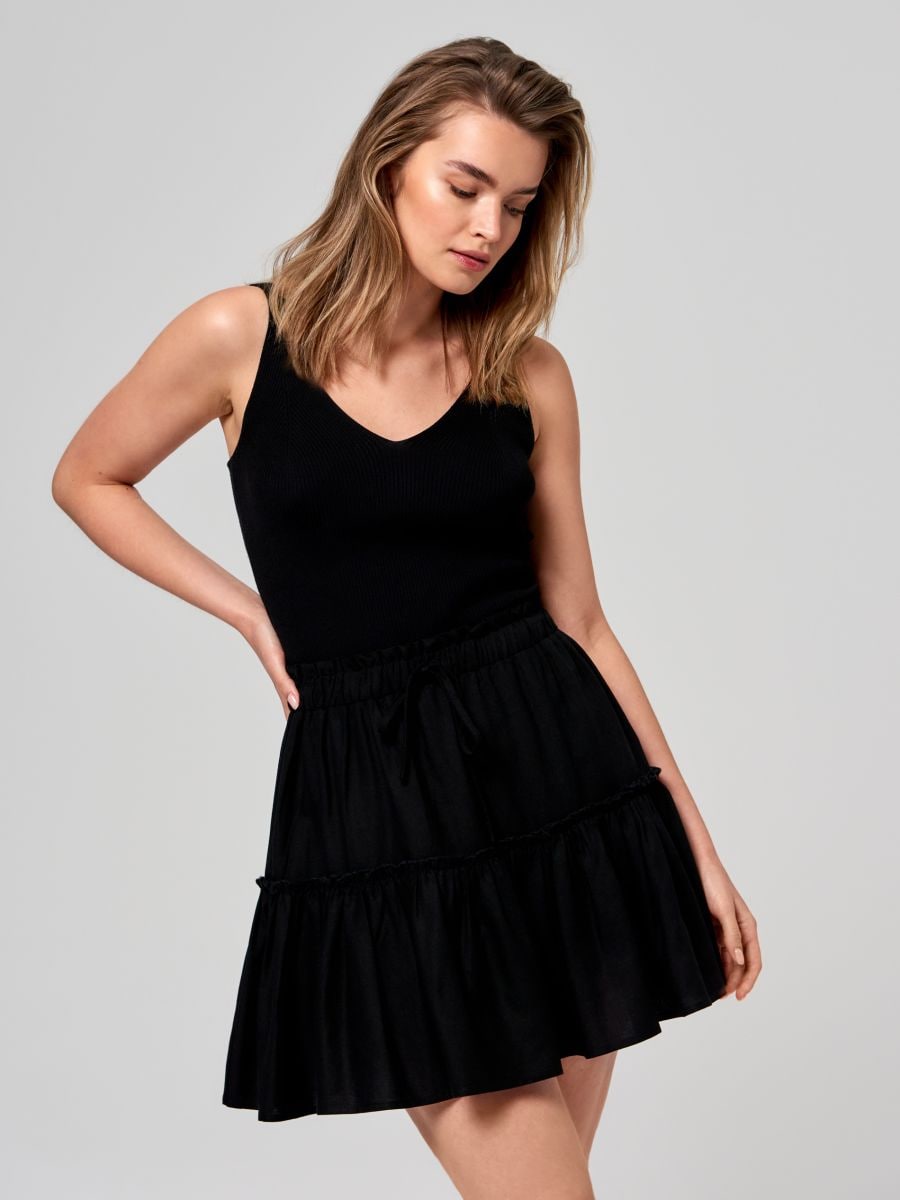 Spódnica mini z lnem Kolor czarny  7097J-99X