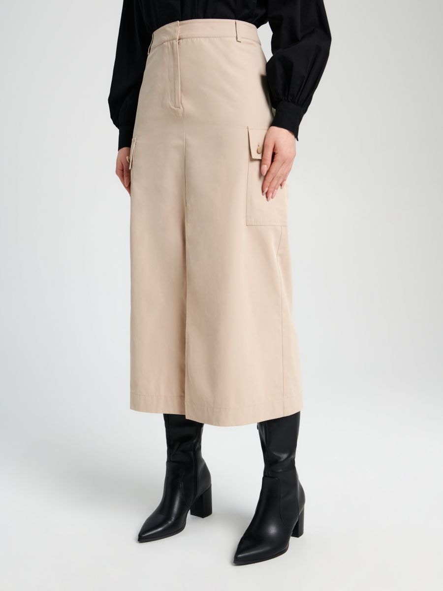 Spódnica midi cargo Kolor kremowy  6225F-12X