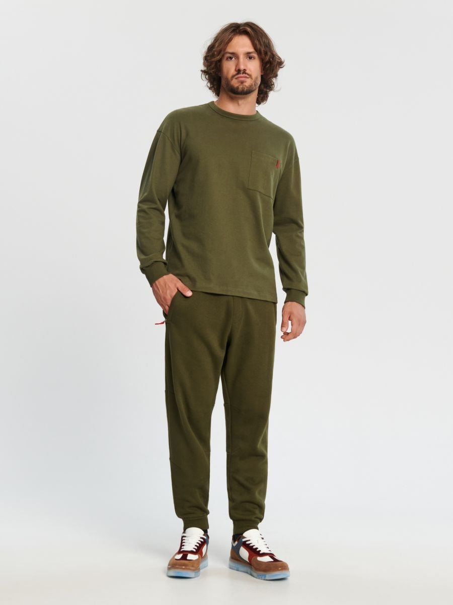 Koszulka z długimi rękawami Kolor khaki  2003O-87X