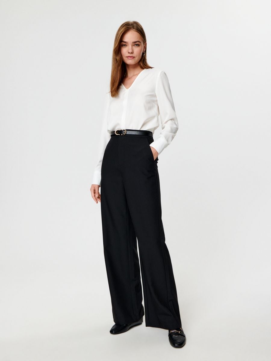 Spodnie materiałowe high waist Kolor czarny  4654X-99X