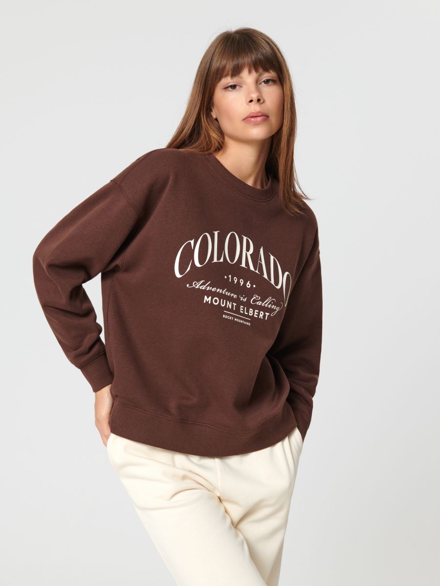 Bluza z nadrukiem Kolor brązowy  4527X-89X