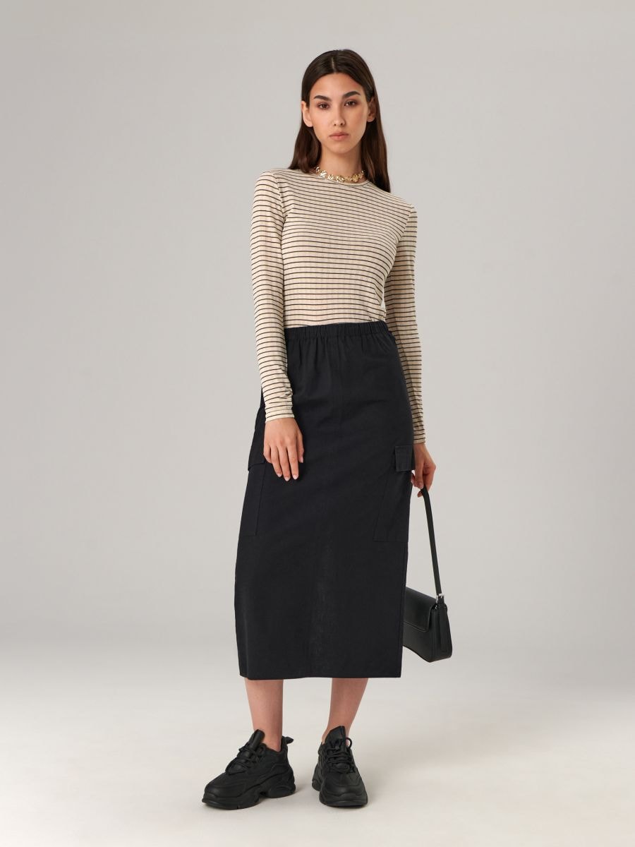 Spódnica midi Kolor czarny  9732A-99X