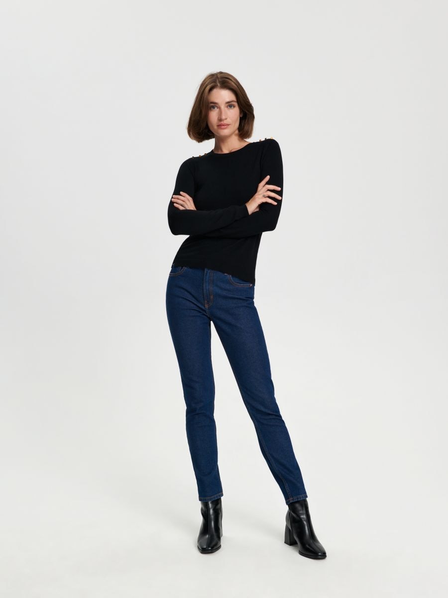 Sweter z ozdobnymi guzikami Kolor czarny  7371J-99X