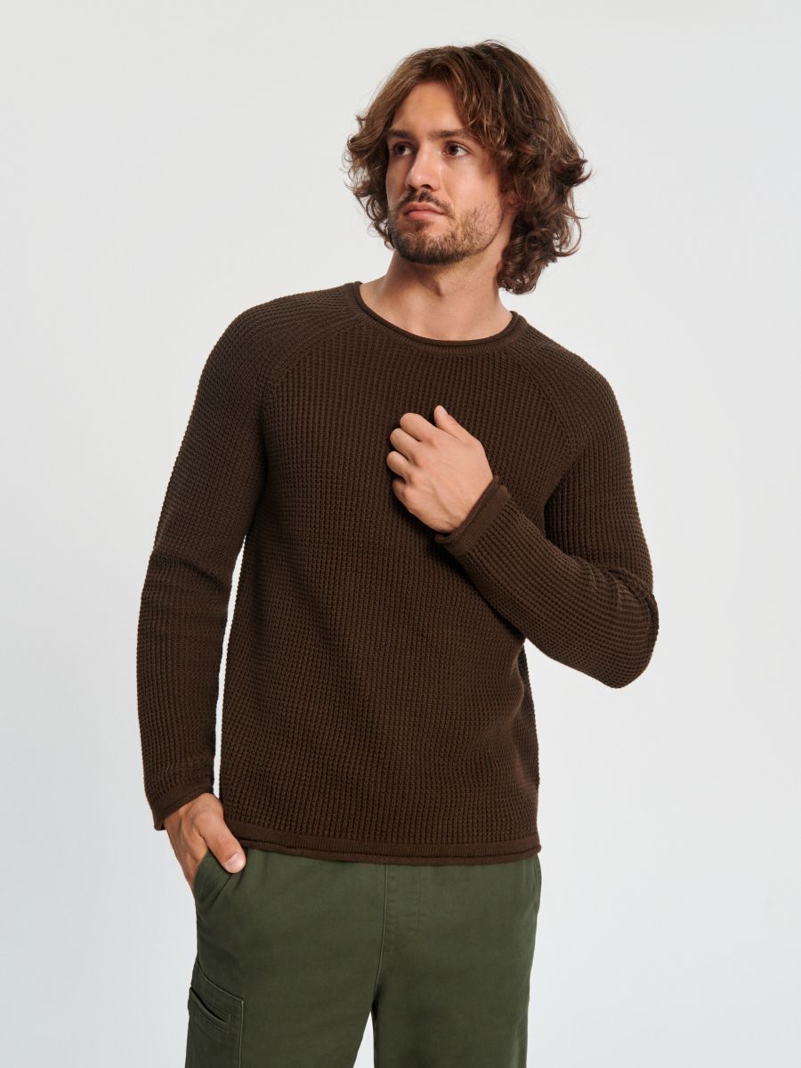 Sweter z waflowym splotem Kolor brązowy  4621A-88X
