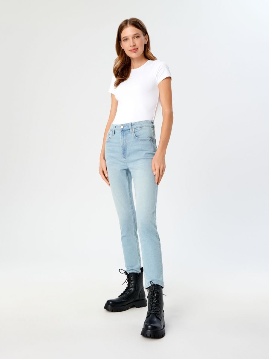 Jeansy slim mid waist Kolor niebieski  5083X-05J