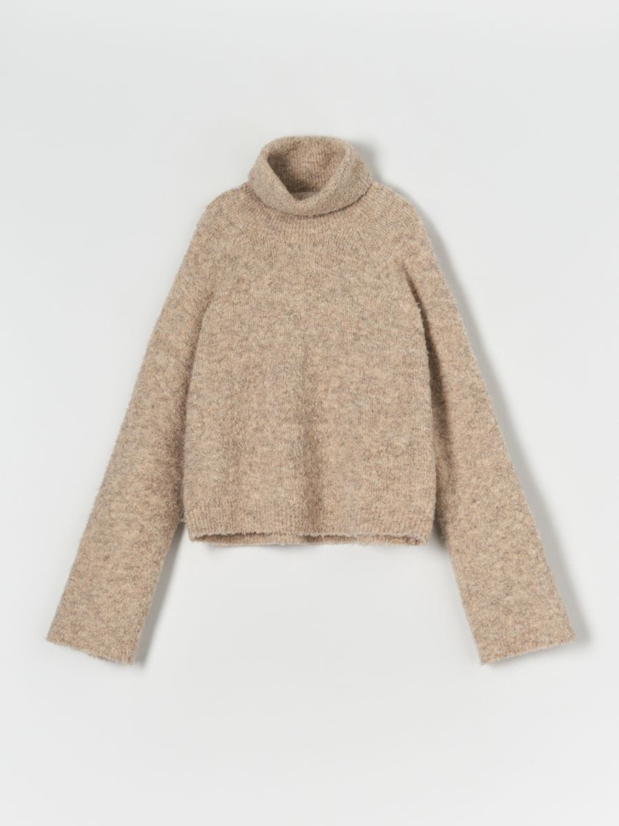 Sweter oversize z wełną Kolor kremowy  9887A-02M
