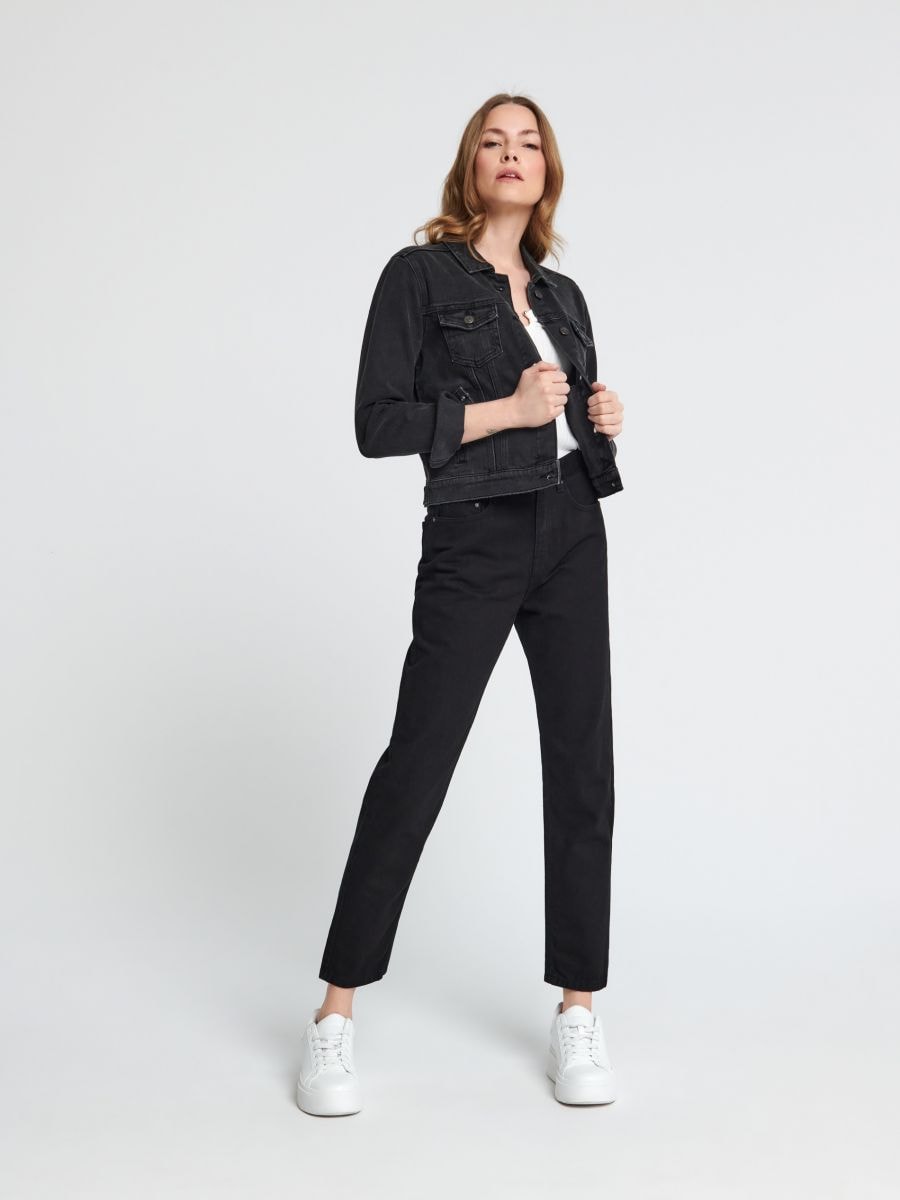 Jeansy mom high waist Kolor czarny  3372B-99J