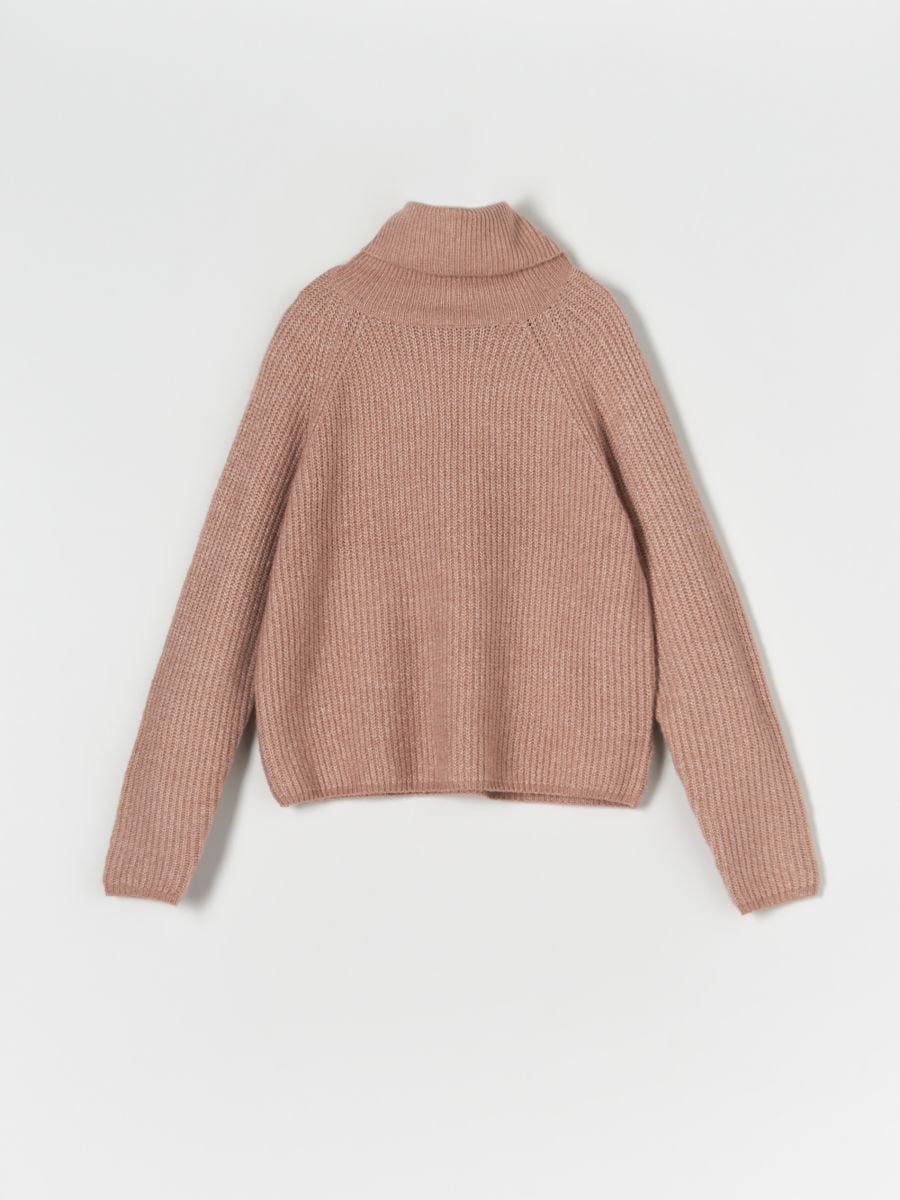 Sweter z golfem Kolor beżowy  9928A-08M