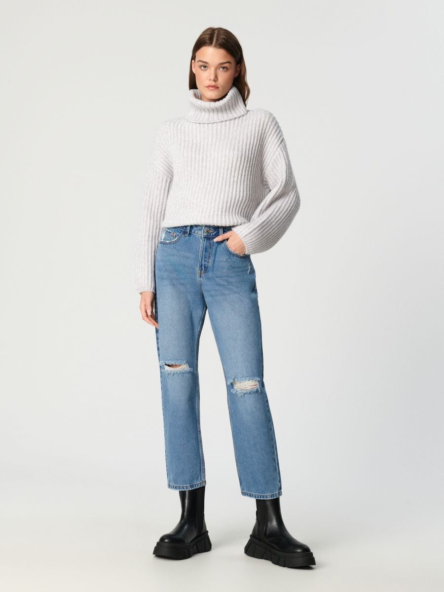 Jeansy straight mid waist Kolor niebieski  8241Z-50J