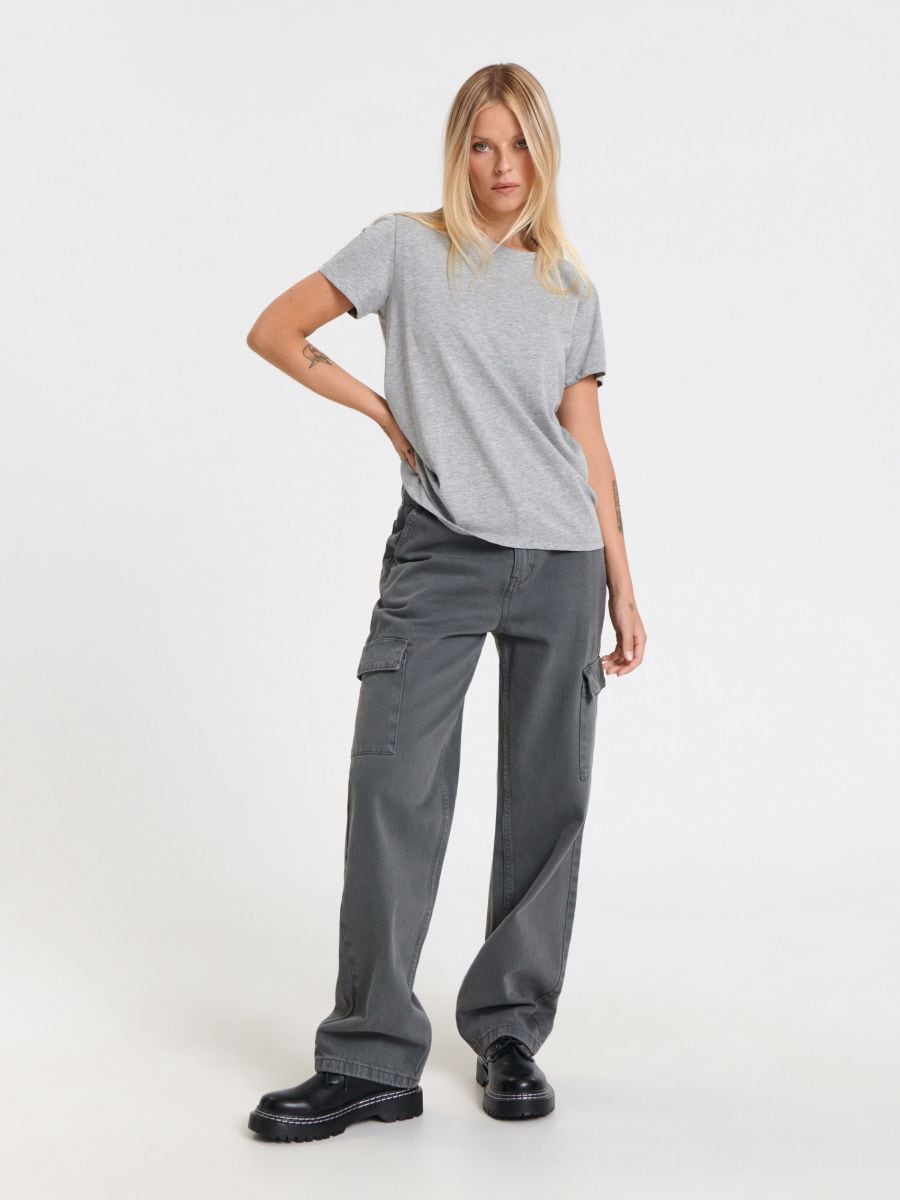 Jeansy straight high waist Kolor szary  5097X-90J