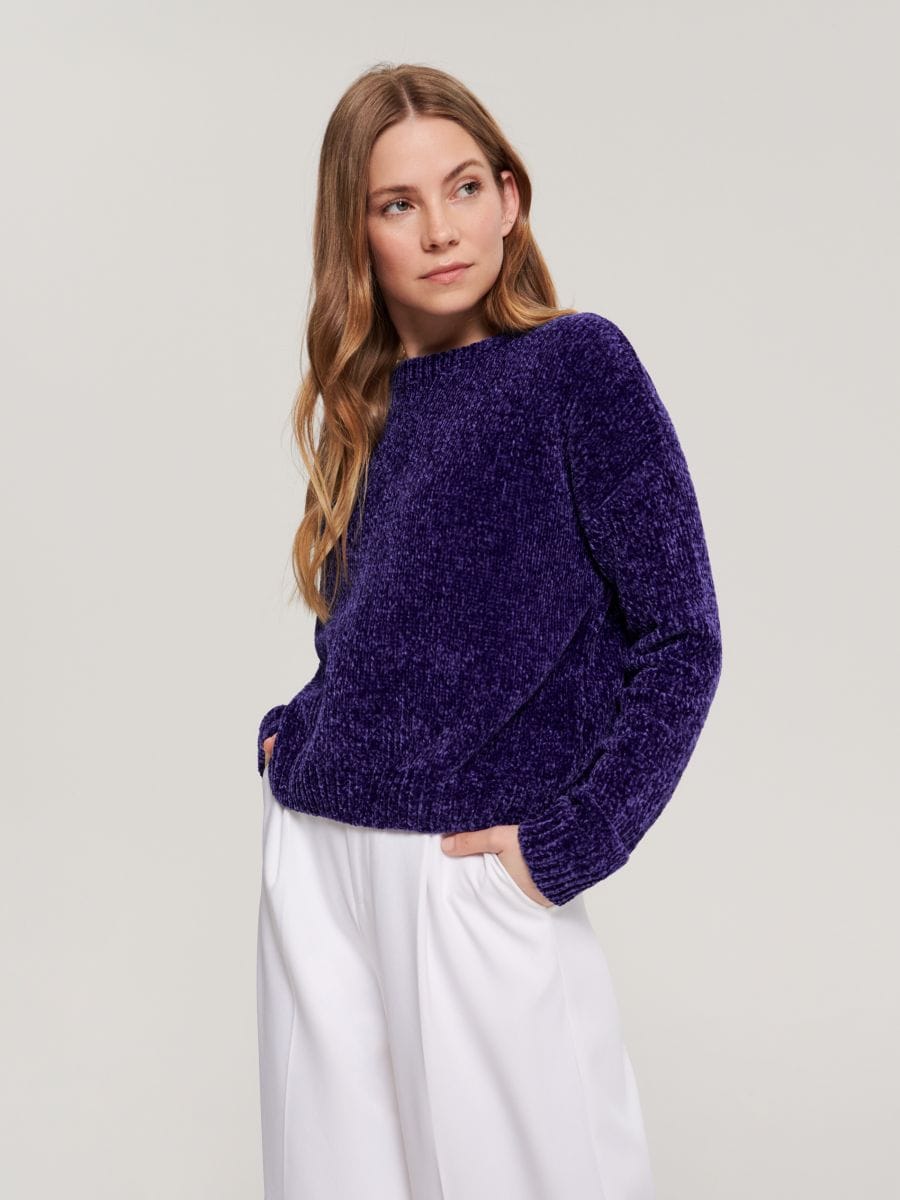 Sweter z miękkiej dzianiny Kolor granatowy  9913A-59X