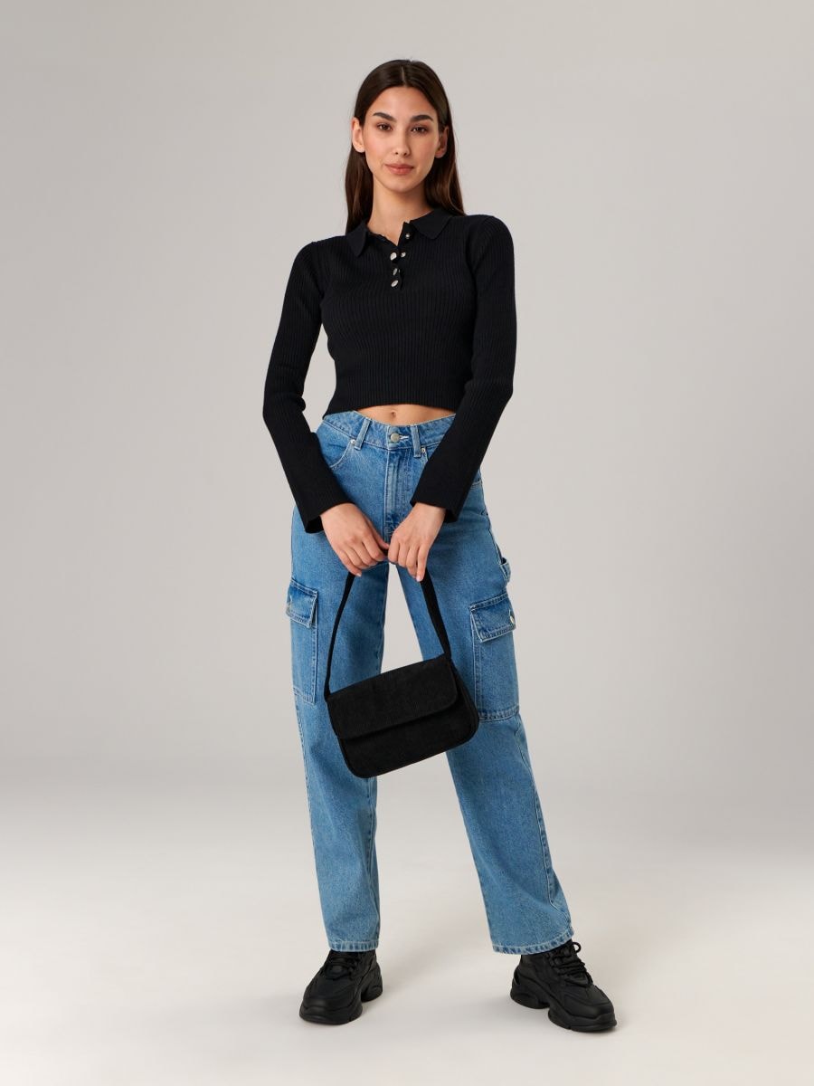 Sweter z wiskozą Kolor czarny  7350J-99X
