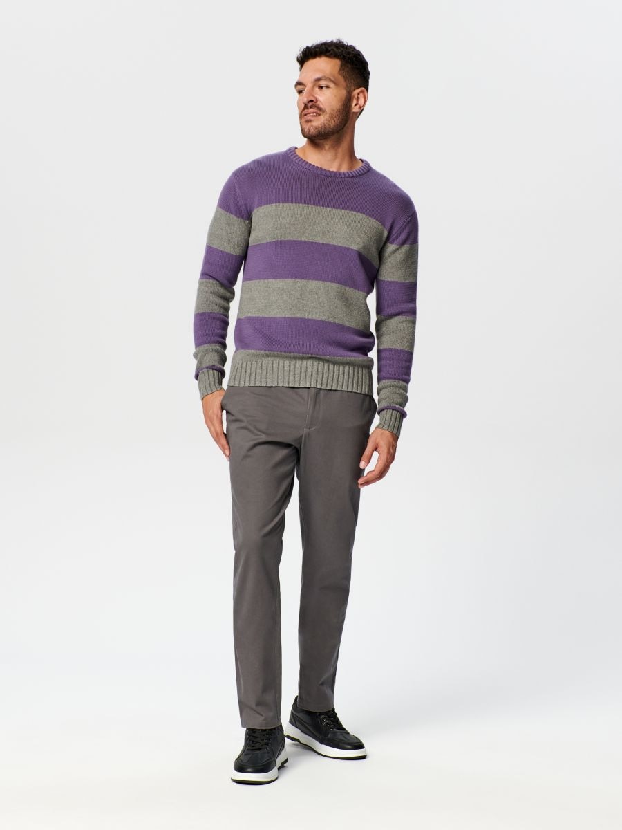 Sweter w paski Kolor fioletowy  0227D-45X